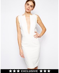 Solace London Conquest Backless Pencil Dress With Deep V Neck
