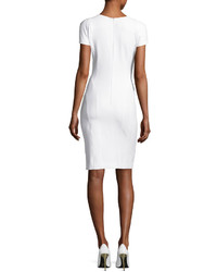 Armani Collezioni Tech Cotton Sheath Dress Off White