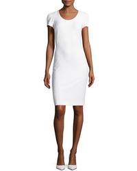 Armani Collezioni Tech Cotton Sheath Dress Off White