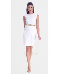 NUE by Shani White Sleeveless Sheath Day Dress From Nue
