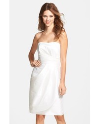 Alfred Sung Wrapped Strapless Satin Dress