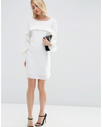 Asos Collection Shift Dress With Pleat Ruffle Detail