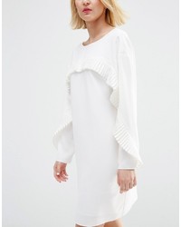 Asos Collection Shift Dress With Pleat Ruffle Detail