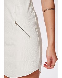 Missguided Christiana Croc Faux Leather Shift Dress White