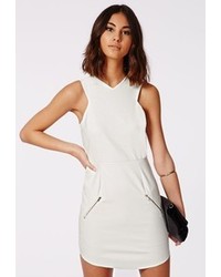 Missguided Christiana Croc Faux Leather Shift Dress White