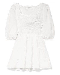 Reformation Verona Shirred Tiered Cotton Gauze Mini Dress