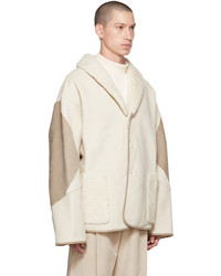 AMOMENTO Beige Sherpa Fleece Coat