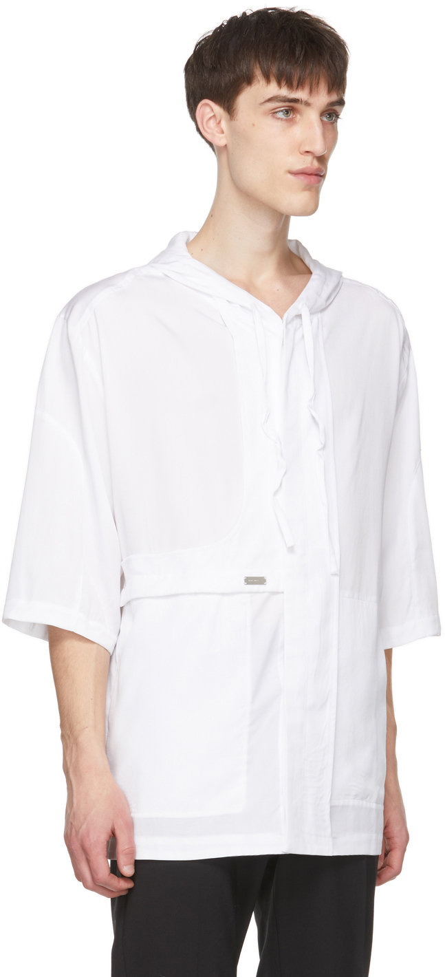 Heliot Emil White Tencel Shirt Jacket, $289 | SSENSE | Lookastic