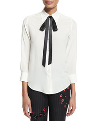 Marc Jacobs 34 Sleeve Shirt Wcontrast Neck Tie White