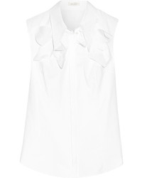 DELPOZO Appliqud Cotton Poplin Shirt White