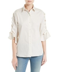 IRO Armley Lace Up Sleeve Cotton Shirt