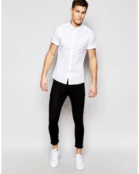 Asos Brand Skinny Shirt In White 2 Pack Save 15%
