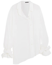 Ann Demeulemeester Asymmetric Cape Effect Cotton Gauze Shirt White