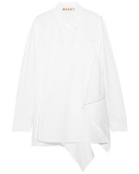 Marni Asymmetric Cotton Poplin Shirt White