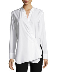 Helmut Lang Asymmetric Overlap Long Sleeve Shirt White