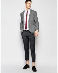 Asos Brand Skinny Shirt In White With Burgundy Tie Pack Save 15%