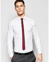Asos Brand Skinny Shirt In White With Burgundy Tie Pack Save 15%