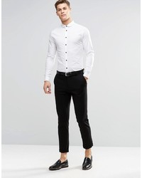 Asos Brand Skinny Shirt In White With Curve Collar And Contrast Buttons