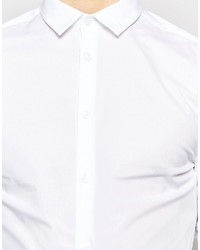Asos Brand Skinny Shirt In White With Navy Tie Save 15%