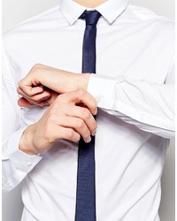 Asos Brand Skinny Shirt In White With Navy Tie Save 15%