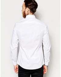 Asos Brand Skinny Shirt In White With Pleat Front