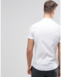 Asos Brand Skinny Shirt In White With Square Collar And Grandad Collar 2 Pack Save 15%