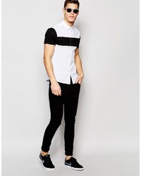 Asos Brand Skinny Shirt With Cut And Sew Chest Panel