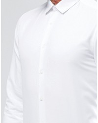 Asos Brand Smart Shirt In White Dobby Texture In Regular Fit