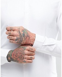 Asos Brand Smart Shirt In White Twill Texture In Regular Fit