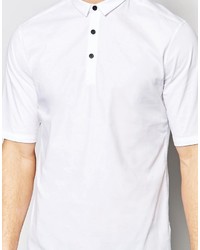 Asos Brand White Shirt With Mini Collar In Regular Fit