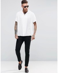 Asos Brand White Shirt With Revere Collar In Regular Fit