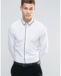Asos Brand White Shirt With Tipping Detail In Regular Fit