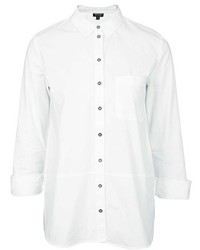 Topshop Button Tab Sleeve Split Hem Shirt