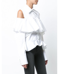 Off-White Cold Shoulder Ruffle Shirt