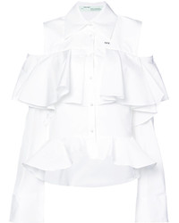 Off-White Cold Shoulder Ruffle Shirt