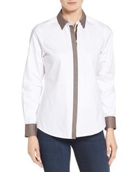 Foxcroft Contrast Trim Non Iron Cotton Shirt