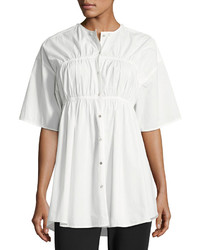 Opening Ceremony Convertible Poplin Gathered Button Front Shirt