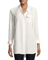Nic+Zoe Cool Mist Button Front Shirt White