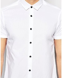 Asos Cotton Shirt In White With Contrast Buttons In Regular Fit