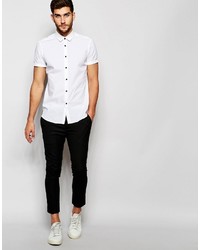 Asos Cotton Shirt In White With Contrast Buttons In Regular Fit