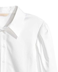 H&M Cotton Shirt With Puff Sleeves