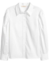 H&M Cotton Shirt With Puff Sleeves