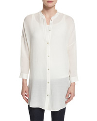 Eileen Fisher Crinkled Gauze Long Shirt