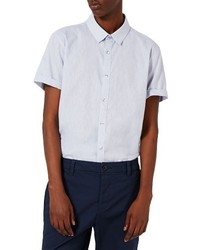 Topman Crosshatch Cotton Linen Shirt