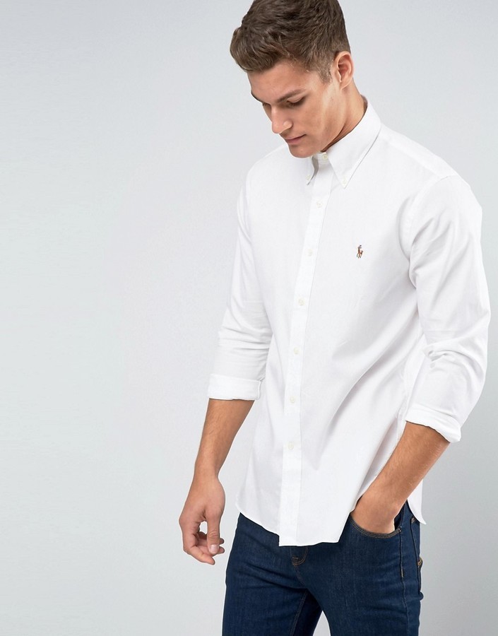 Polo Ralph Lauren Regular Fit Camisa em Branco