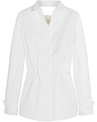 Antonio Berardi Cutout Cotton Twill Peplum Shirt White