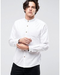 Esprit Grandad Shirt In Slim Fit With Contrast Turnup Sleeves