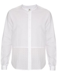 Wooyoungmi Granddad Collar Cotton And Linen Blend Shirt