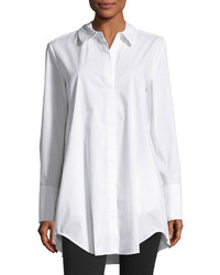 Joan Vass Hidden Placket Long Sleeve Shirt White