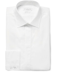 Richard James Ivory Slim Fit Cutaway Collar Cotton Poplin Shirt